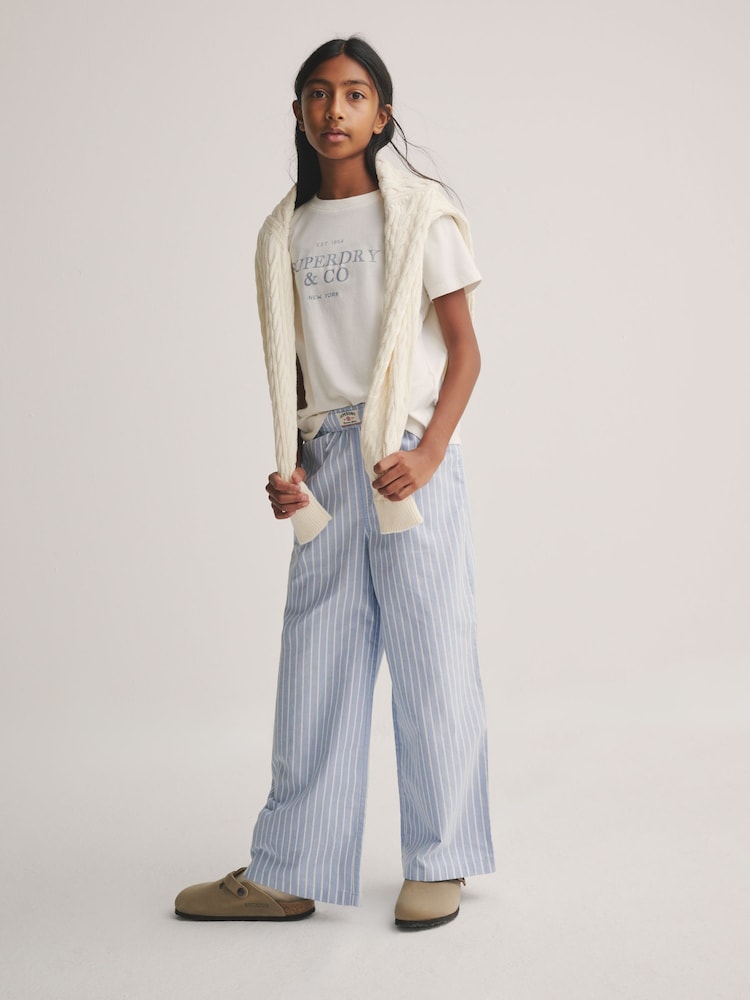 Blau/Weiß - Superdry T-Shirt and Stripe Trouser Set - Bild 1 von 10