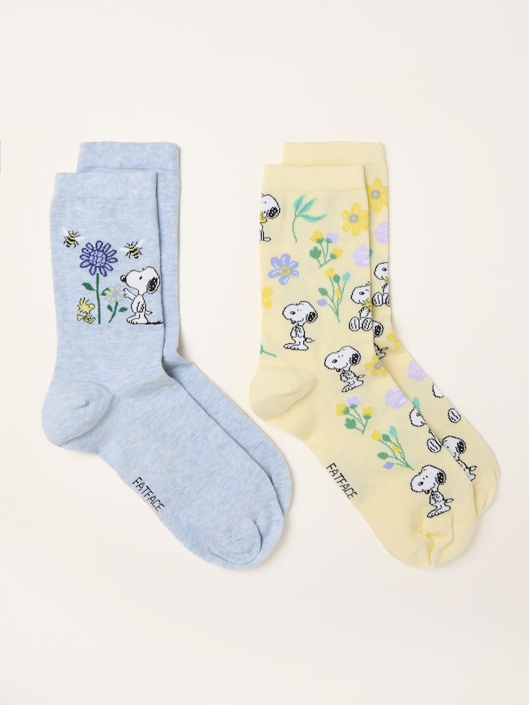 FatFace Multi Two Pack Snoopy Bee Socks in a Box - Image 2 of 2