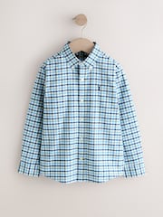 Blue Gingham Single Oxford Shirt (3-16yrs) - Image 4 of 7