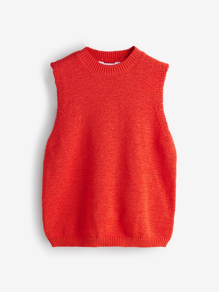 Red Sleeveless Knitted Tank Top - Image 1 of 1