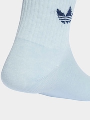 adidas Originals Blue/White Crew 3-Stripes Crew Socks 3 Pairs - Image 3 of 4