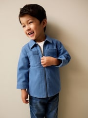 Blue Denim Brushed Zip Overshirt (3mths-7yrs) - Image 1 of 9