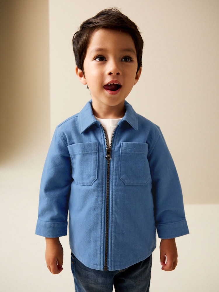 Blue Denim Brushed Zip Overshirt (3mths-7yrs) - Image 2 of 9