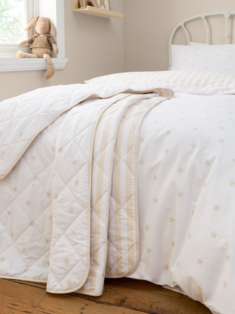 Bianca Natural Mini Star & Stripes Reversible Bedspread - Image 2 of 3