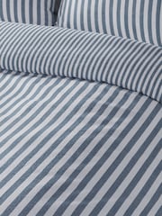 Catherine Lansfield Blue Brushed Stripe Cotton Reversible Duvet Cover Set - Image 3 of 4