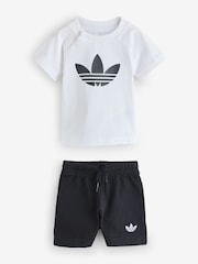 adidas Originals White Trefoil Top and Shorts Infant Set - Image 1 of 1