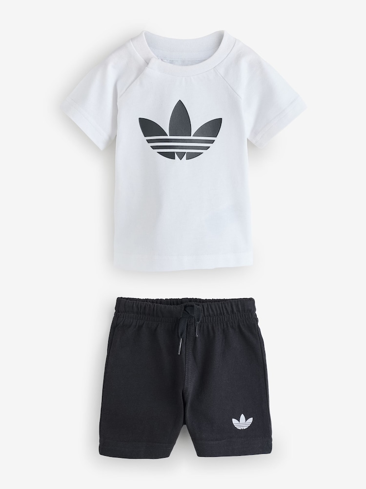 adidas Originals White Trefoil Top and Shorts Infant Set - Image 1 of 1