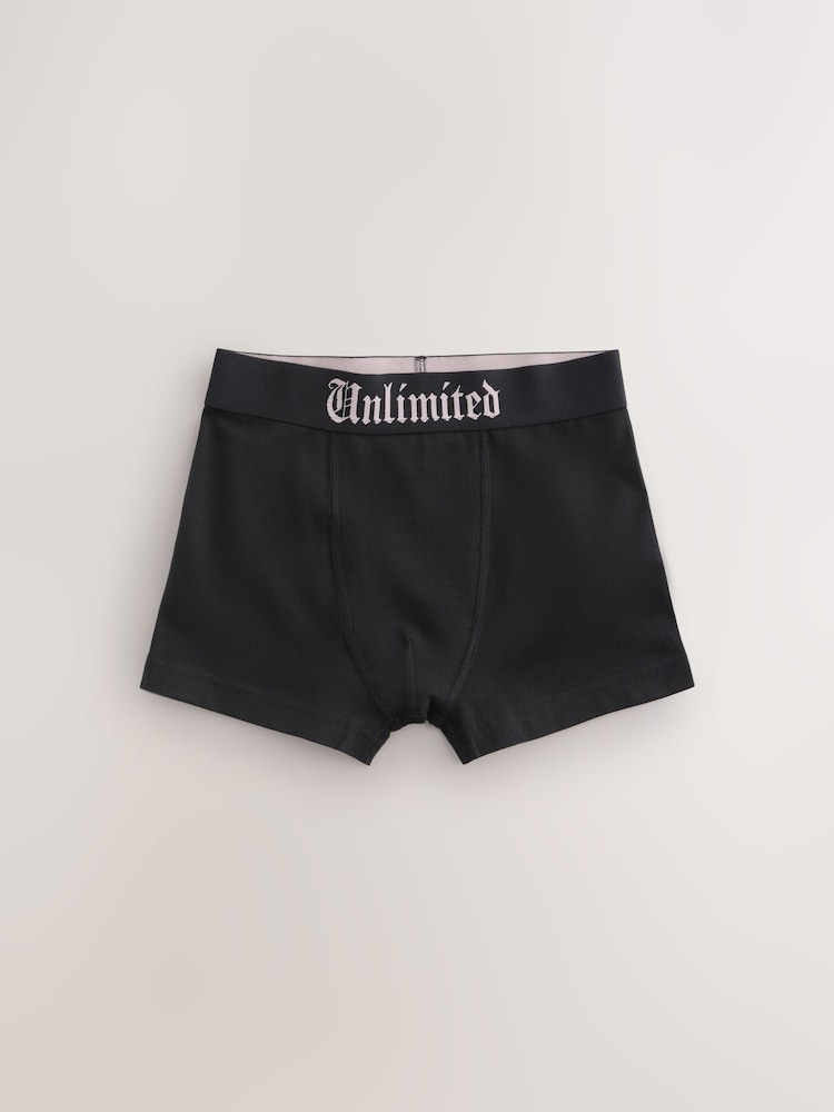 Black with Gothic Waistband Trunks 5 Pack (1.5-16yrs) - Image 2 of 9 Black with Gothic Waistband Trunks 5 Pack (1.5-16yrs) - Image 2 of 9