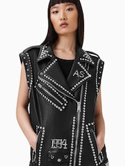 AllSaints Black Billie 1994 Gilet - Image 2 of 11