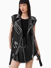 AllSaints Black Billie 1994 Gilet - Image 4 of 11