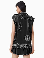 AllSaints Black Billie 1994 Gilet - Image 8 of 11