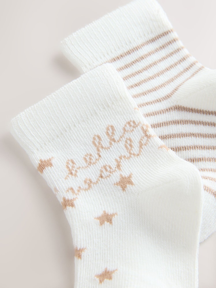 Neutral Hello World Baby Socks 2 Pack - Image 2 of 3