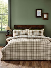 Catherine Lansfield Burnt Orange Kelso Check Reversible Duvet Cover Set - Image 2 of 5