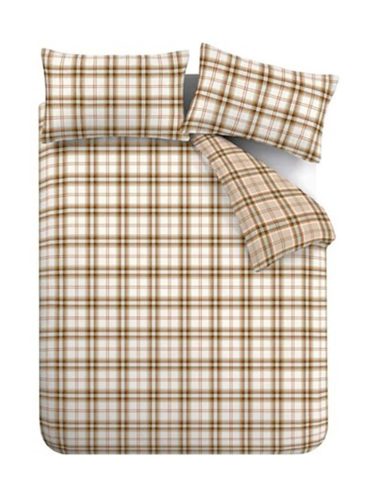 Catherine Lansfield Burnt Orange Kelso Check Reversible Duvet Cover Set - Image 5 of 5