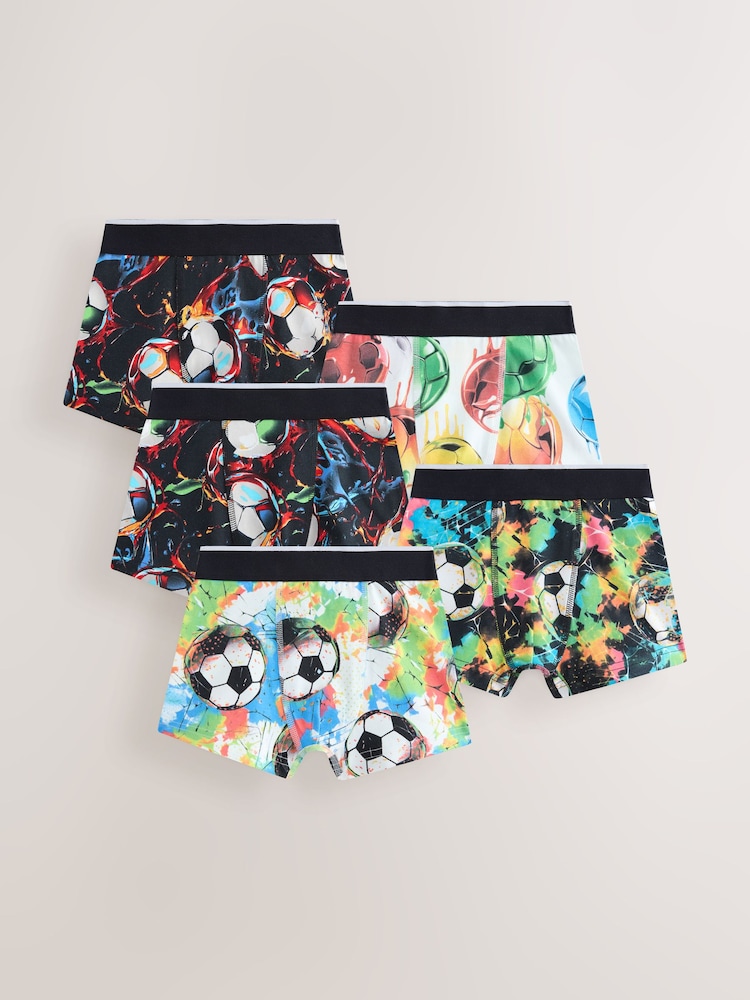 Black Chrome/Multi Football Boxers 5 Pack (2-16yrs) - Image 1 of 9