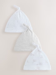 Grey Elephant Baby Tie Top Hats 3 Pack (0-12mths) - Image 1 of 4