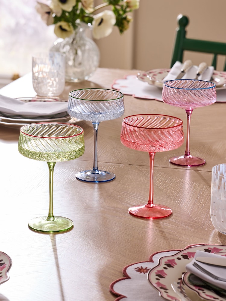 Nina Campbell Set of 4 Multi Embossed Swirl Cocktail Glasses - Image 2 of 4