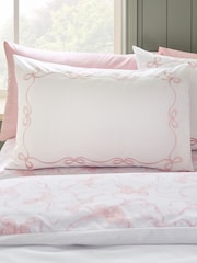 Catherine Lansfield White Or Pink Bow Embroidery Duvet Cover Set - Image 3 of 4