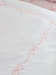 Catherine Lansfield White Or Pink Bow Embroidery Duvet Cover Set - Image 4 of 4