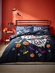 Catherine Lansfield Black Halloween Trick or Treat Duvet Cover Set - Image 1 of 4