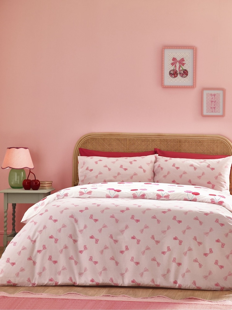 Catherine Lansfield Cherries and Bows Reversible Duvet Cover Set - Slika 2 iz 4