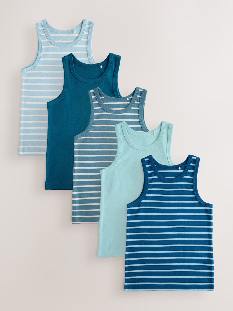 Rayas azul/blanco - Pack de 5 camisetas sin mangas (1,5-16 años) - Imagen 1 de 9