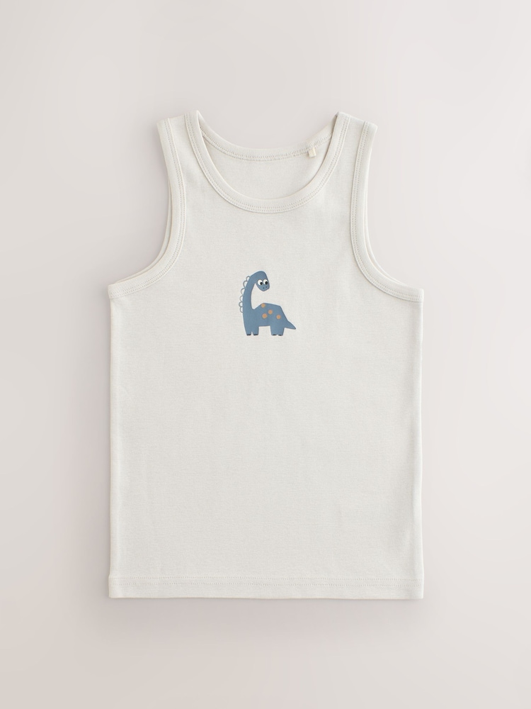 Multi Dino Cotton Vests 5 Pack (1.5-8yrs) - Image 2 of 10