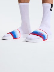 The North Face White With Blue Print Mens Base Camp III Slides - Image 1 of 7