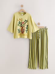 Grün gestreift - Grafik Kurzarm-Pyjamas - Bild 7 von 9