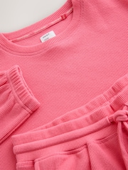 Bright Pink Cosy Waffle Long Sleeve Pyjamas - Image 7 of 8