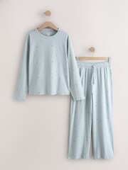 Blue Puffin Ribbed Long Sleeve Pyjamas - Image 1 of 3