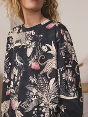 Charcoal Grey Leopard Long Sleeve Pyjamas - Image 4 of 7