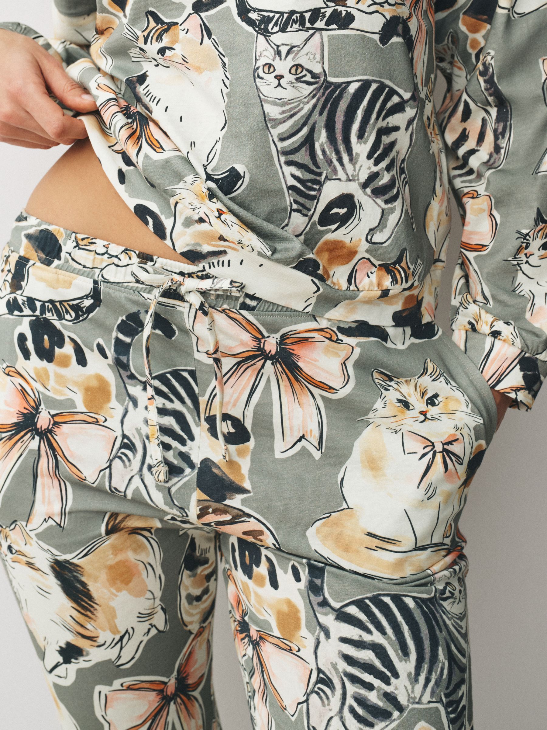 Buy Neutral Cat Long Sleeve Pyjamas from the Next UK online shop