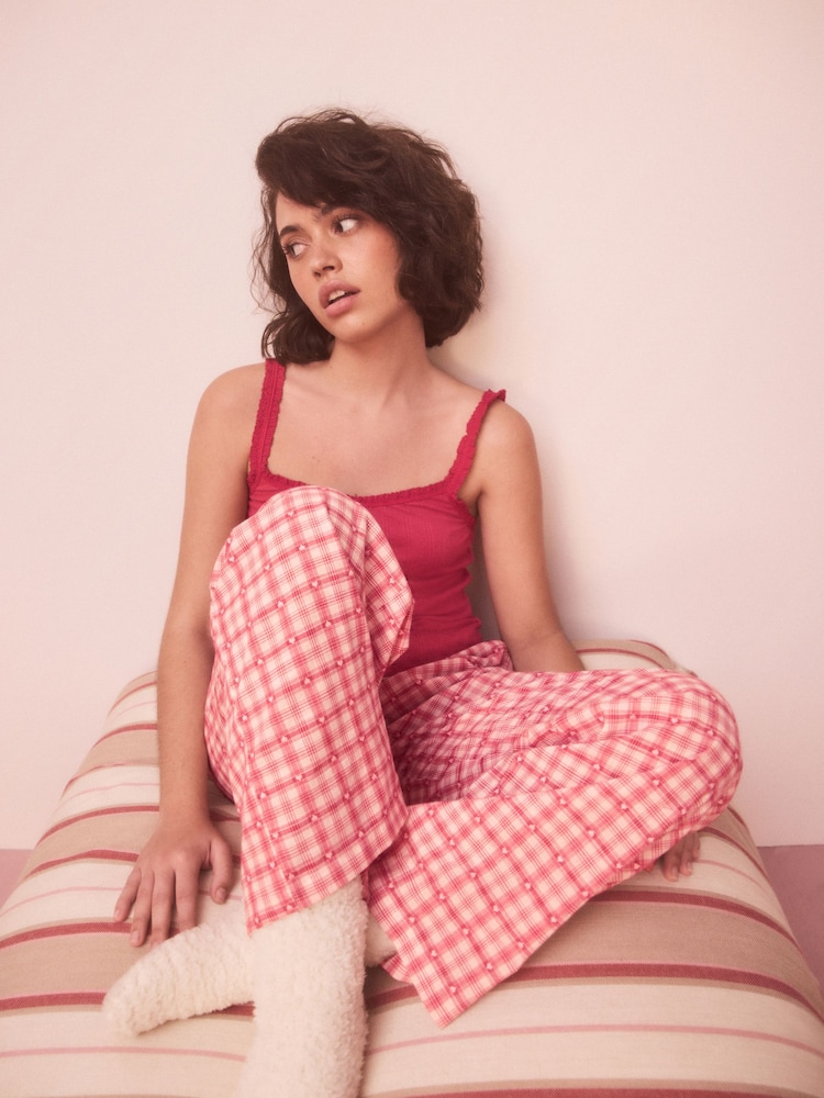 Red Rib Vest Heart Pyjamas - Image 1 of 10