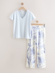 Lilac Purple Palm Short Sleeve Pyjamas - Image 1 of 3