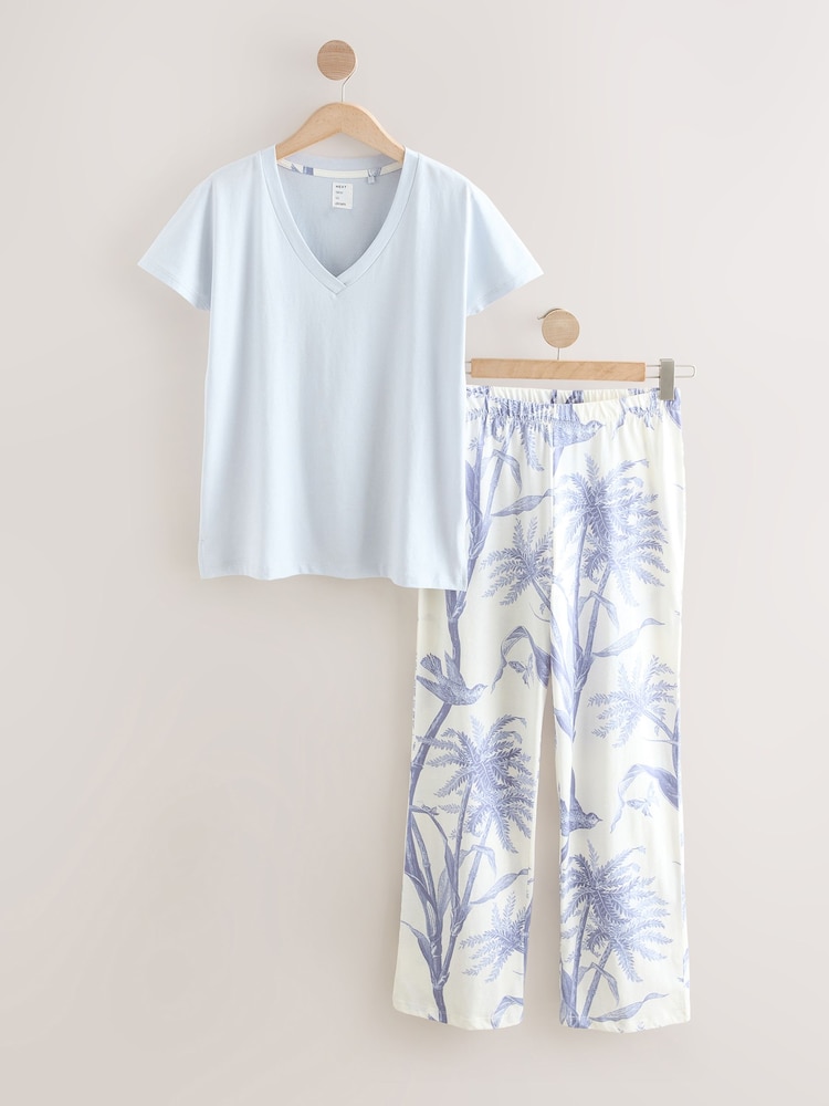 Lilac Purple Palm Short Sleeve Pyjamas - Image 1 of 3