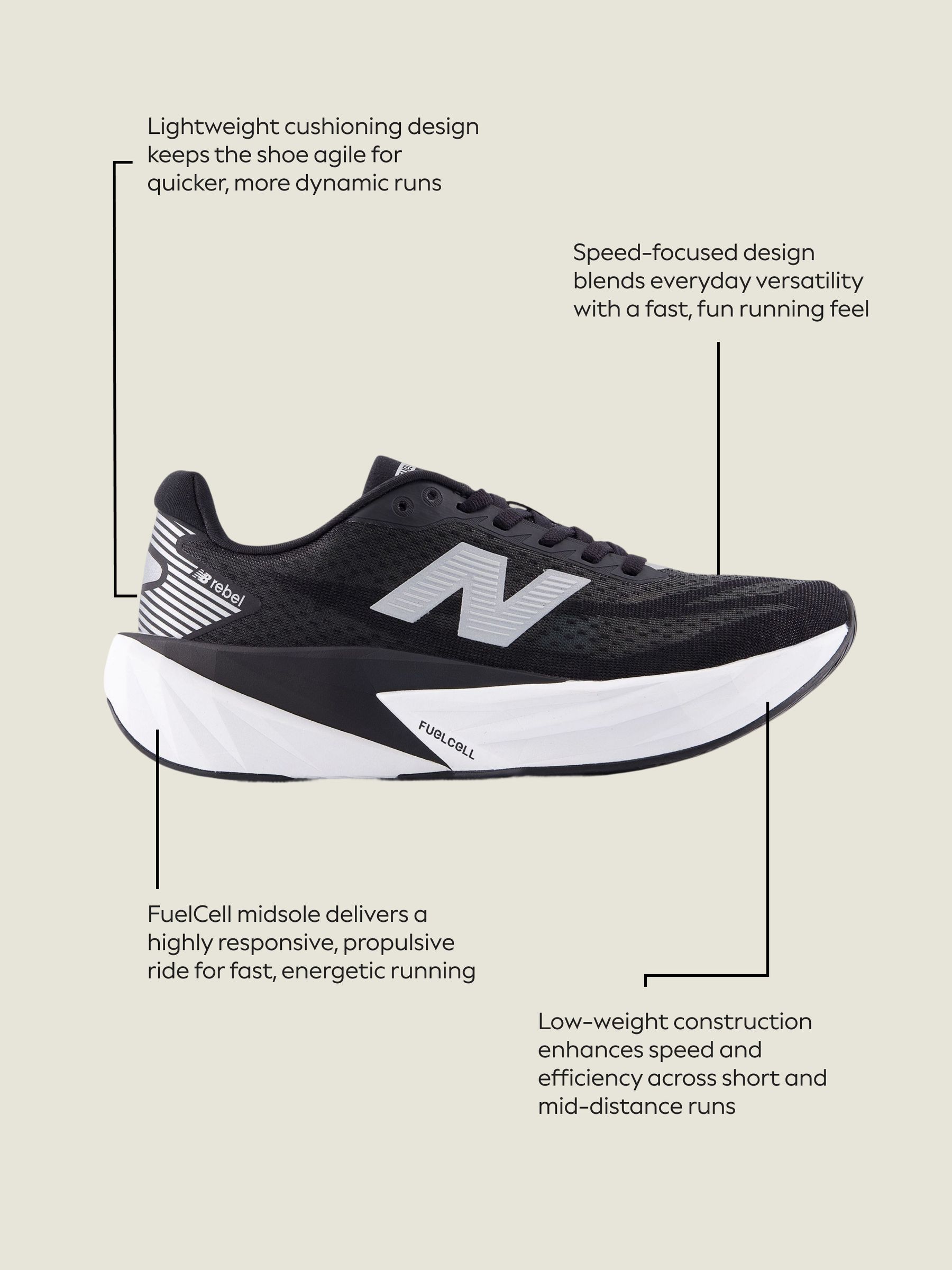 Buy New Balance Black/Purple Rebel v5 Running Trainers from Next USA