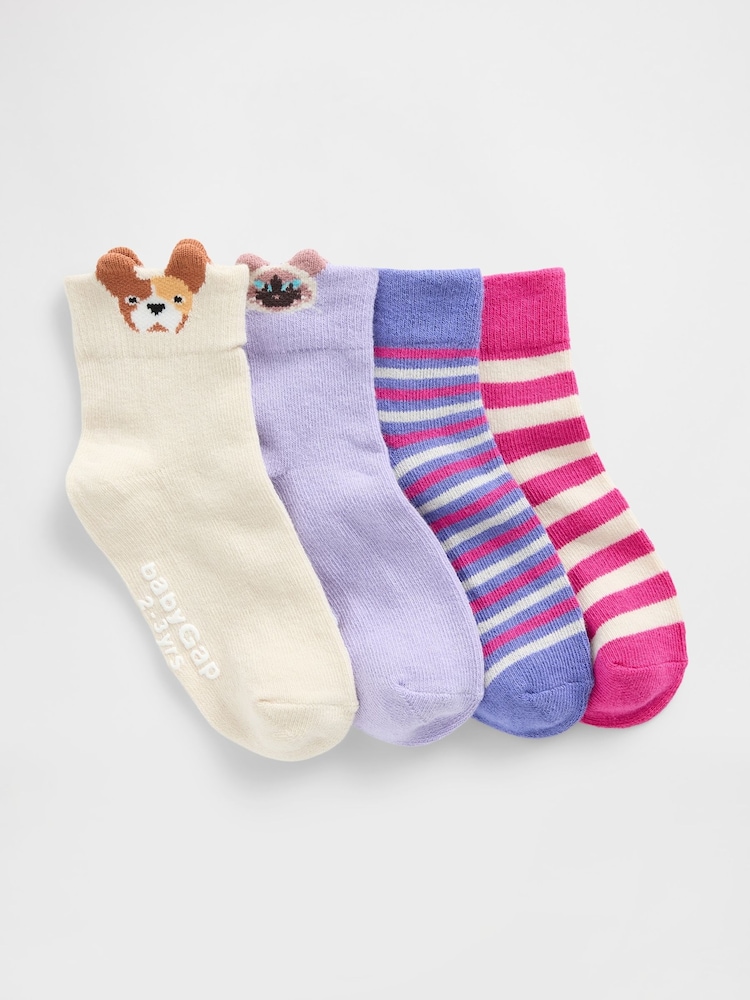 Gap Pink/Cream Quarter Crew Socks - Image 1 of 1