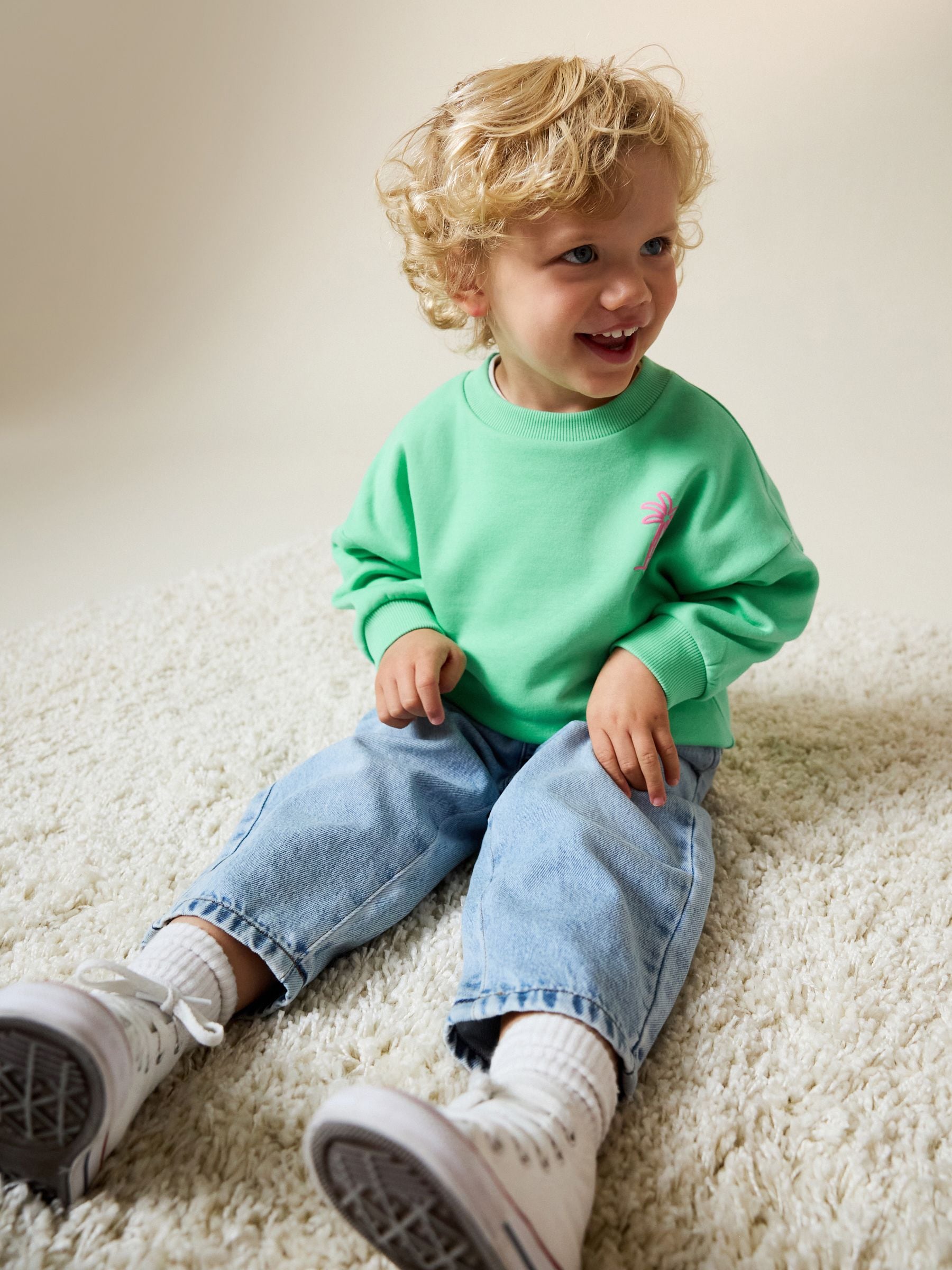 Buy Green Palm Tree Printed Crew Neck Sweat Top (3mths-7yrs) from
