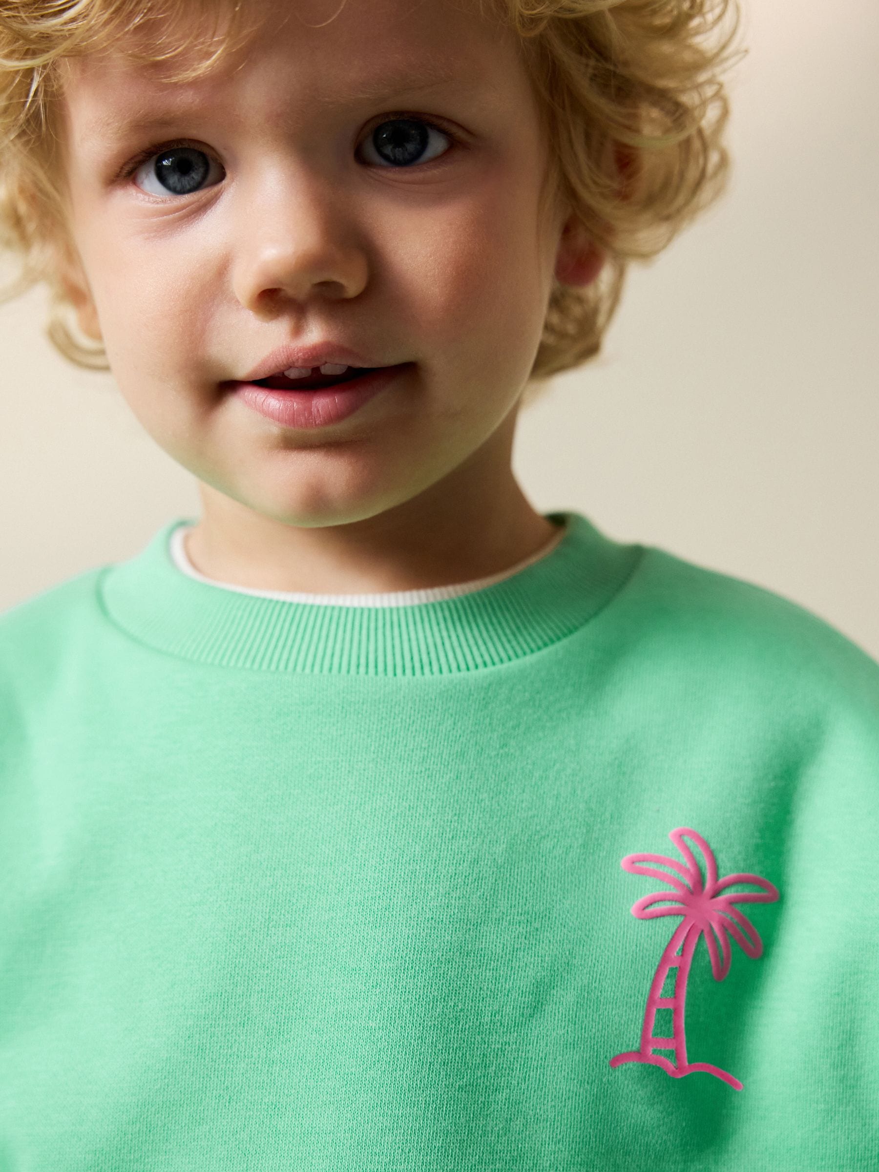 Buy Green Palm Tree Printed Crew Neck Sweat Top (3mths-7yrs) from