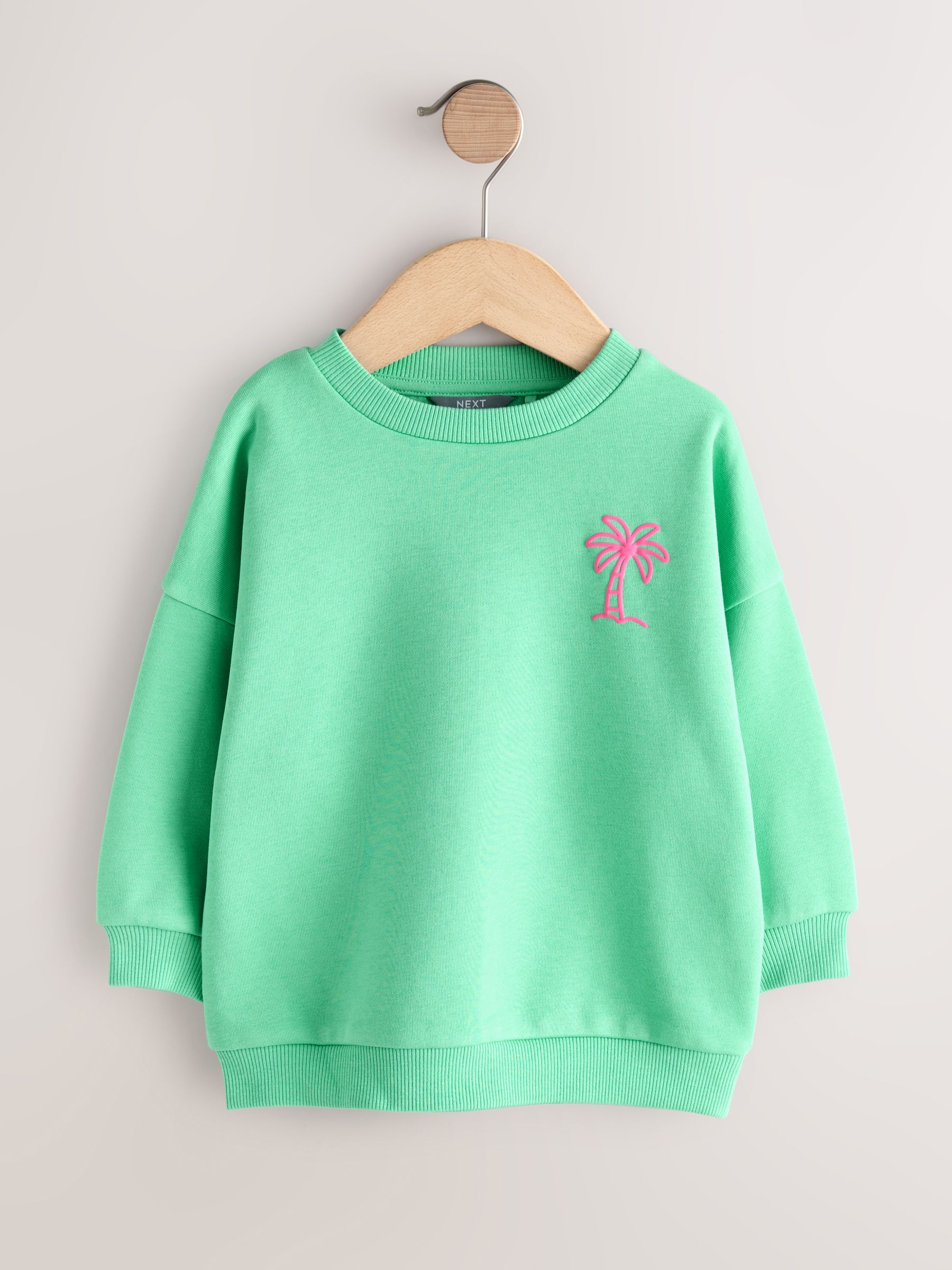 Buy Green Palm Tree Printed Crew Neck Sweat Top (3mths-7yrs) from
