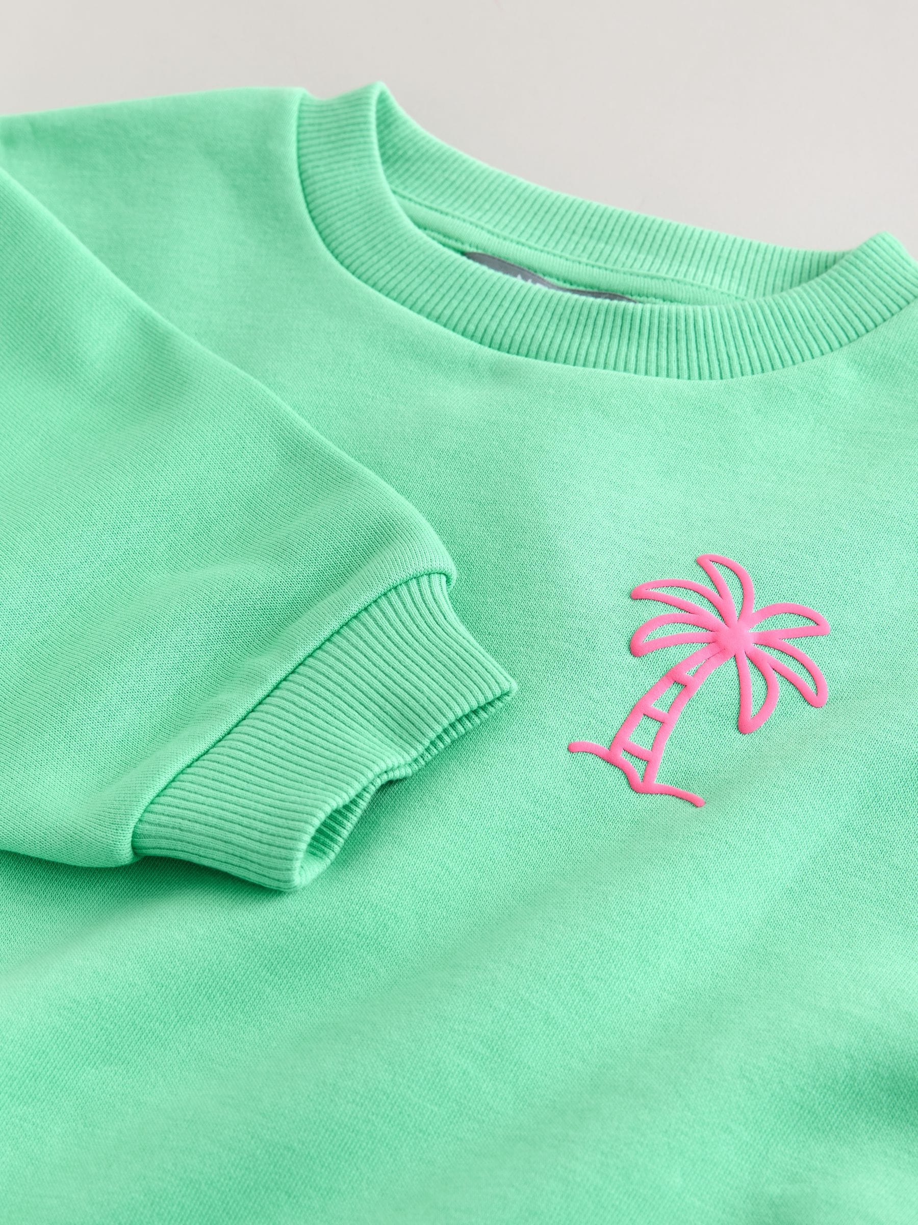 Buy Green Palm Tree Printed Crew Neck Sweat Top (3mths-7yrs) from