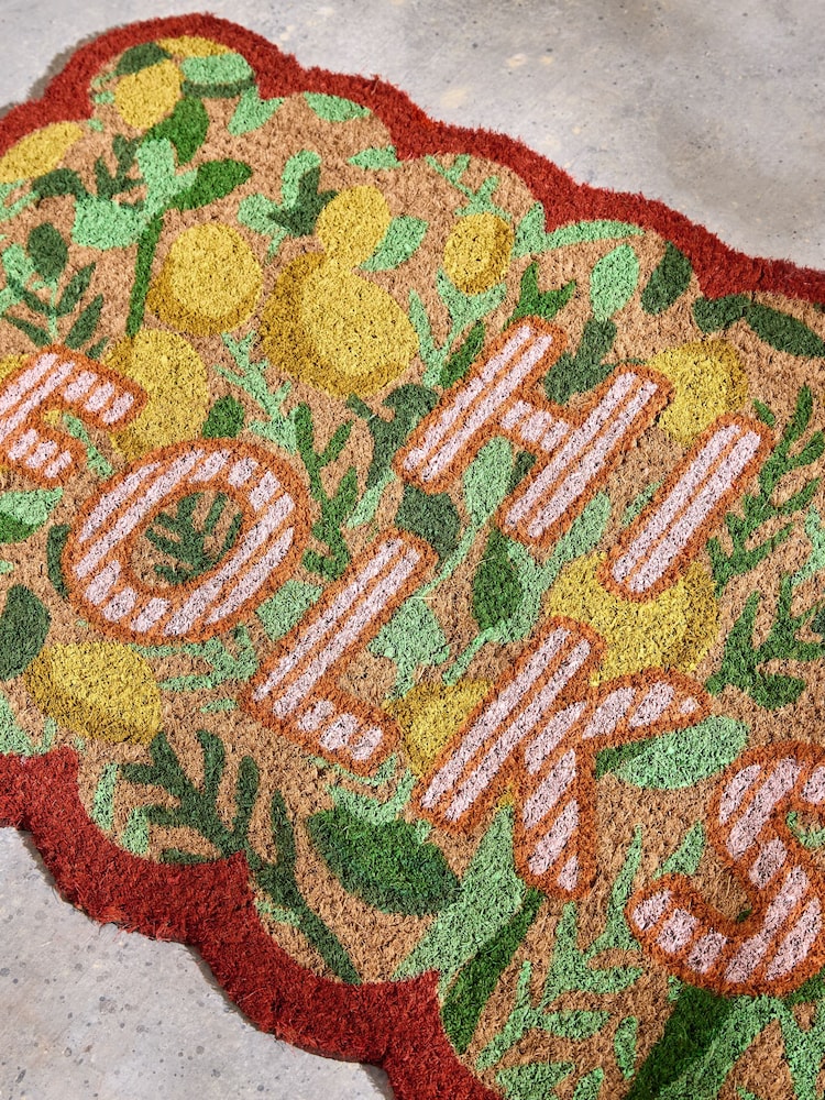 Lucy Tiffney Green Hi Folks Slogan Doormat - Image 2 of 4