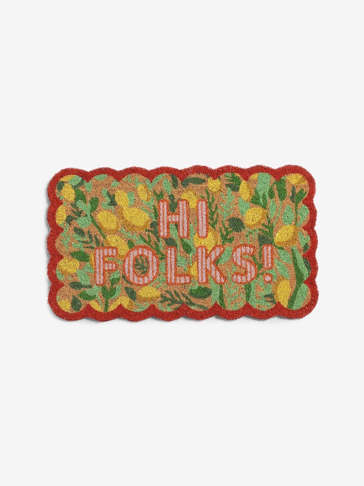 Lucy Tiffney Green Hi Folks Slogan Doormat - Image 4 of 4
