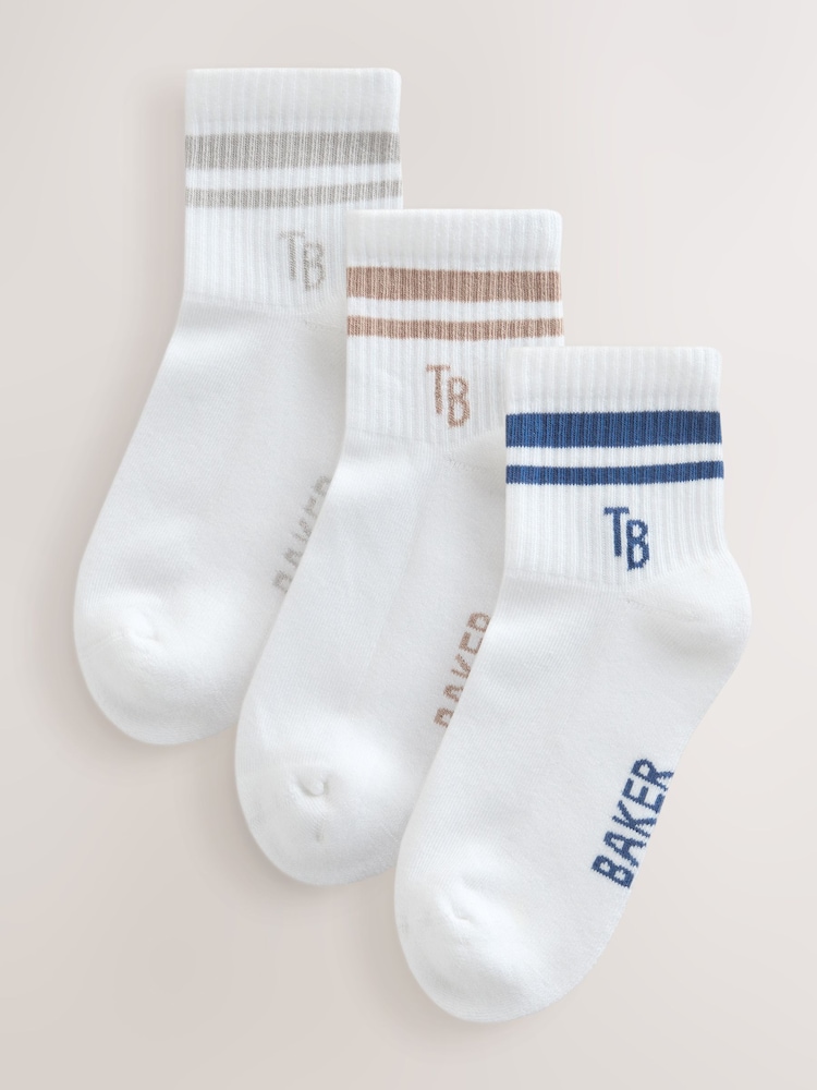 Baker by Ted Baker Ribbed Cushioned Sole Socks 3 Pack - Image 1 of 6