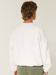 Hollister Baggy Destination Graphic Print Cinched Bottom Cream Sweatshirt - Image 2 of 3