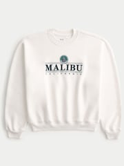 Hollister Baggy Destination Graphic Print Cinched Bottom Cream Sweatshirt - Image 3 of 3