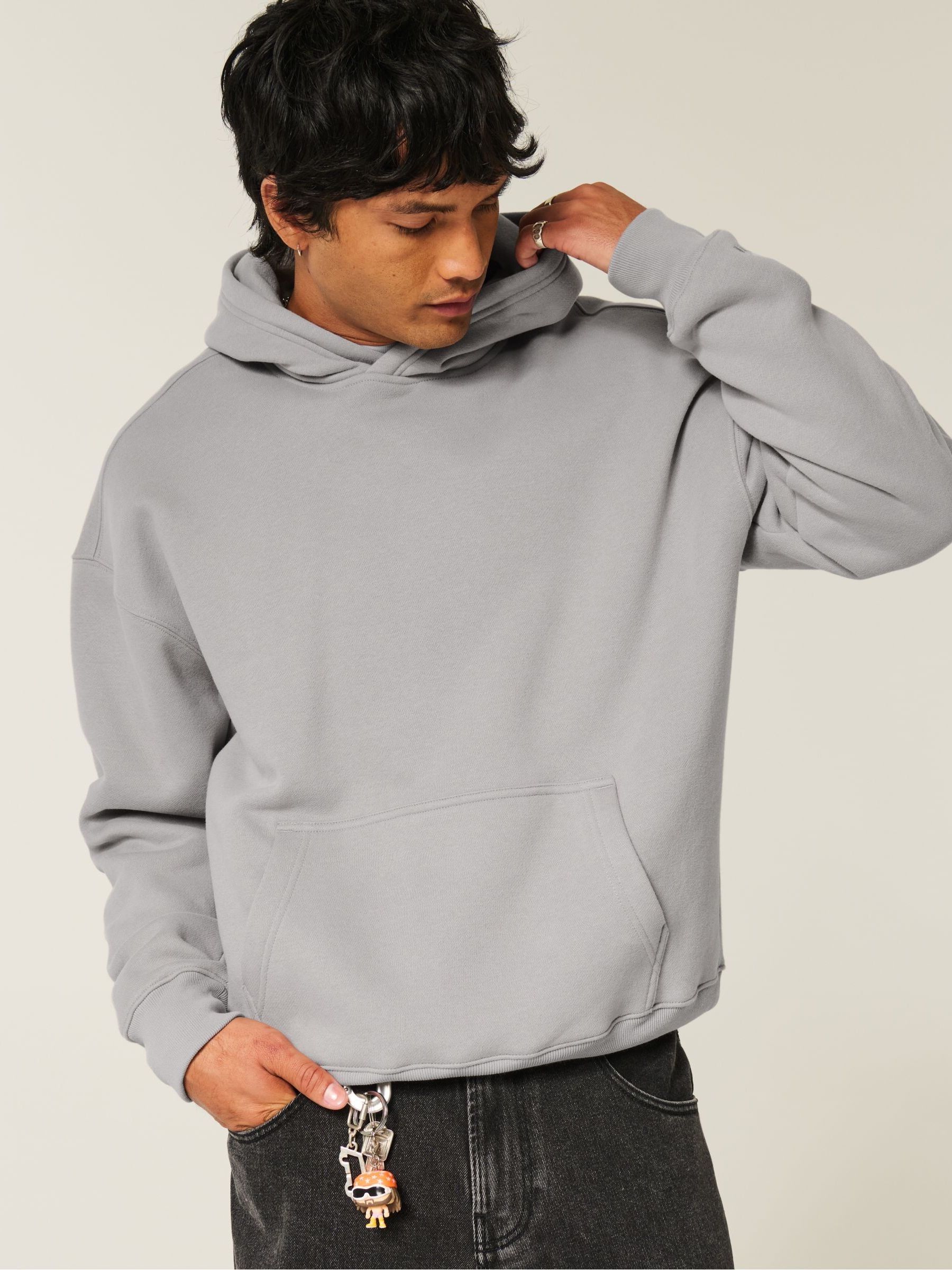 Buy Hollister Grey Boxy Pop-Over Hoodie from Next USA