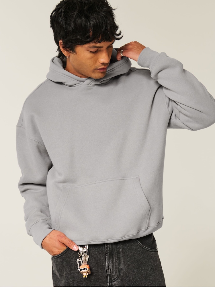 Hollister Grey Boxy Pop-Over Hoodie - Image 1 of 4