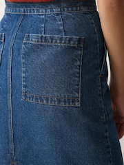 Jigsaw Blue Denim Patch Pocket Midi Skirt - Image 3 of 6